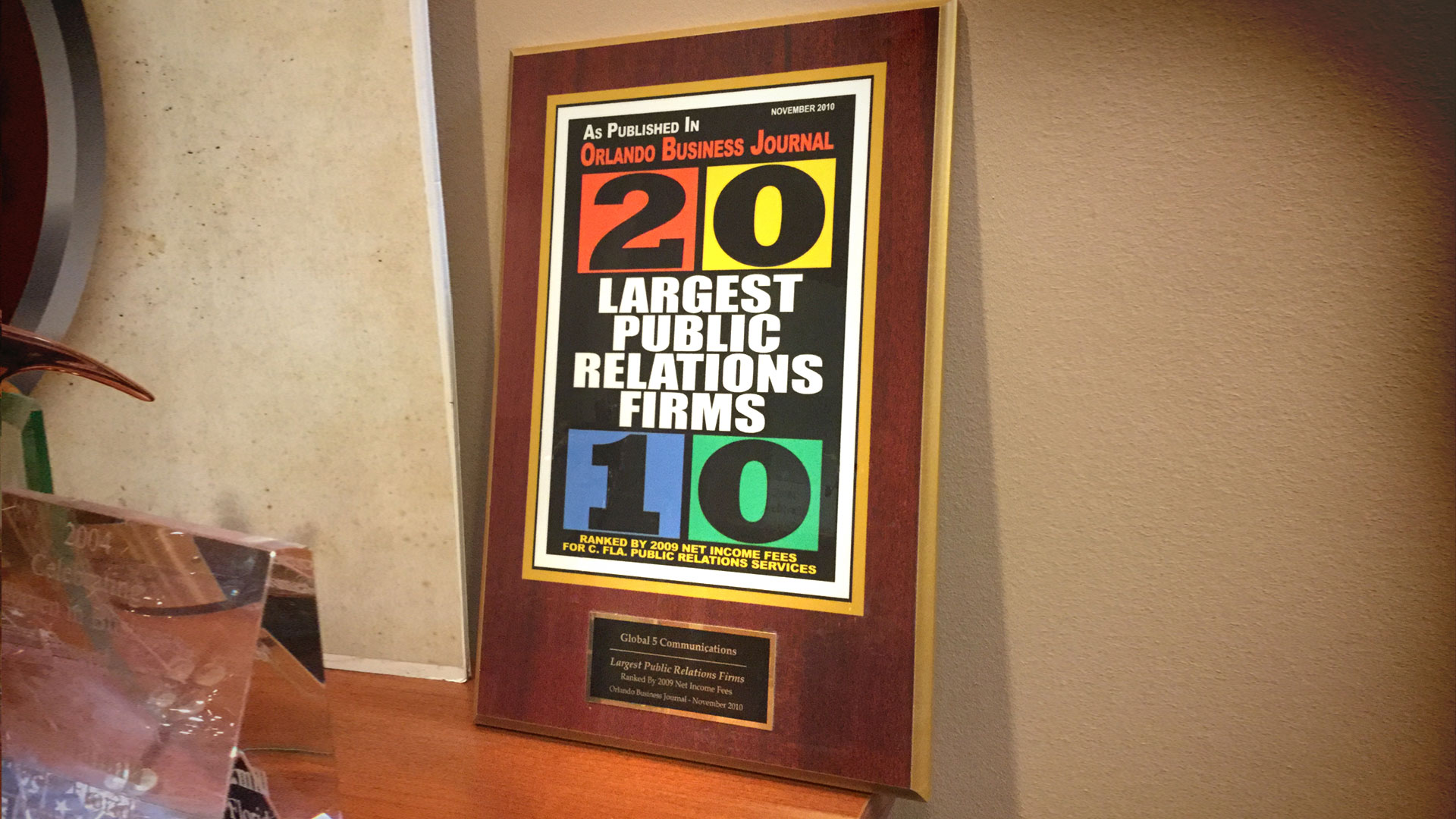 Orlando Business Journal Recognition as Second Largest Public Relations Firm for 2010